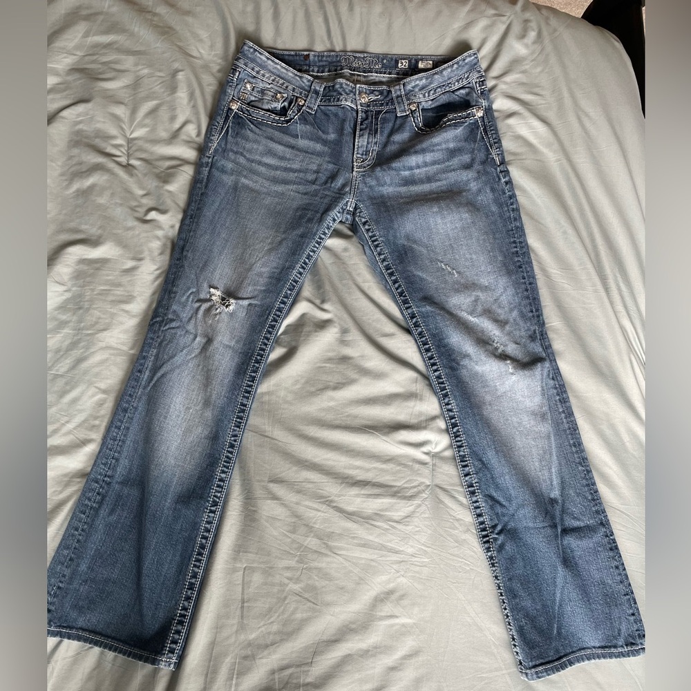 Miss Me jeans, Size 32, medium wash, distressed